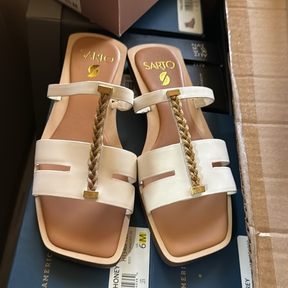 Franco Sarto Effy Sandal in White Leather - Picture 6 of 7